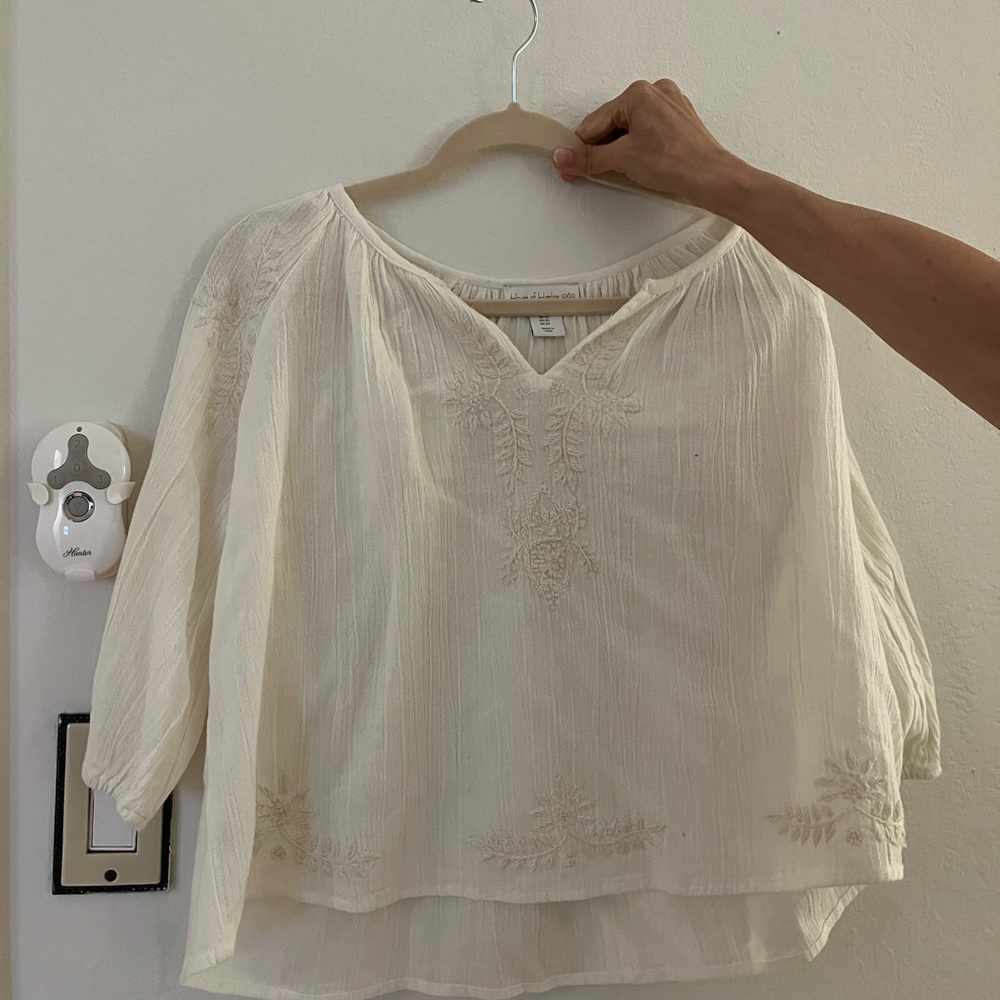 Elegant Cream Embroidered Women's Top